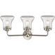 Nouveau Bellmont 3 Light 24 inch Brushed Satin Nickel Bath Vanity Light Wall Light in Clear Glass, Nouveau