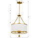 Broche 3 Light 14 inch Antique Gold Mini Chandelier Ceiling Light