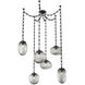 Cosmos 6 Light 17 inch Matte Black Swag Multi-Pendant Ceiling Light in Smoke, Rectangular Chain