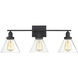 Drake 3 Light 28.5 inch Black Bathroom Vanity Light Wall Light, Essentials