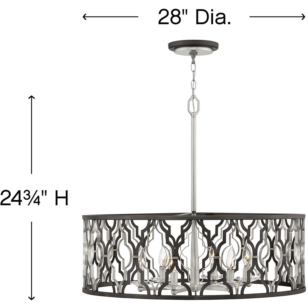 Portico 6 Light 28 inch Glacial with Metallic Matte Bronze Indoor Chandelier Ceiling Light, Convertible to Semi-Flush