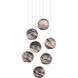 Palatino 7 Light 16 inch Blue Marbeled and Silver Multi-Drop Pendant Ceiling Light