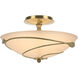 Forged Leaves 2 Light 13.5 inch Modern Brass Semi-Flush Ceiling Light in Sand