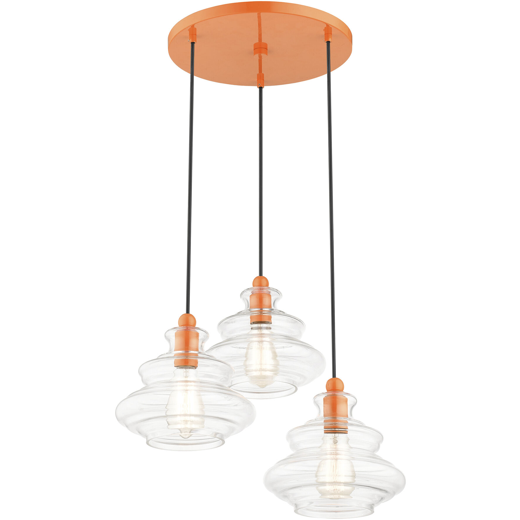 Everett 3 Light 20 inch Shiny Orange Pendant Chandelier Ceiling Light