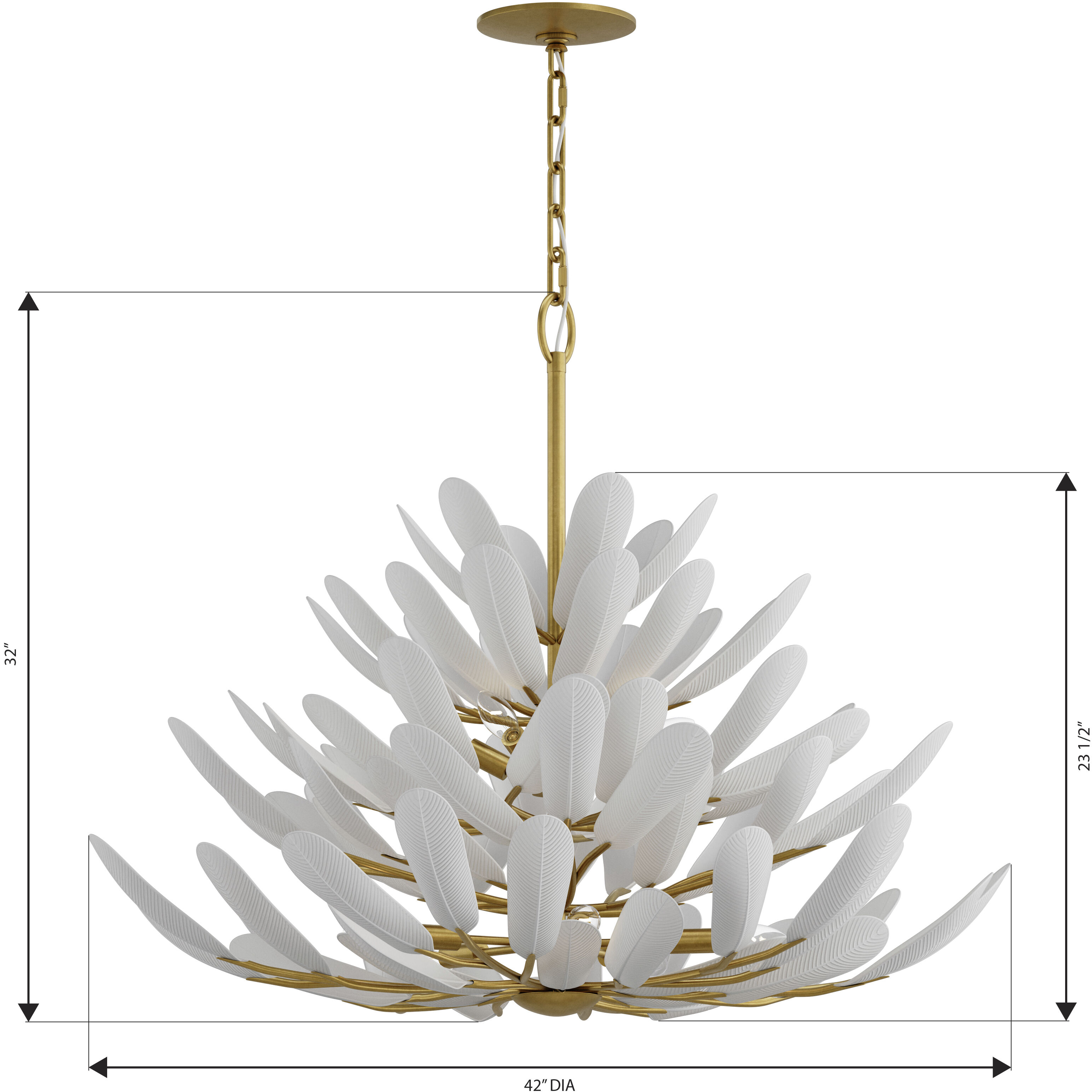 Vellinor 10 Light 42 inch Painted Legacy Brass Chandelier Ceiling Light