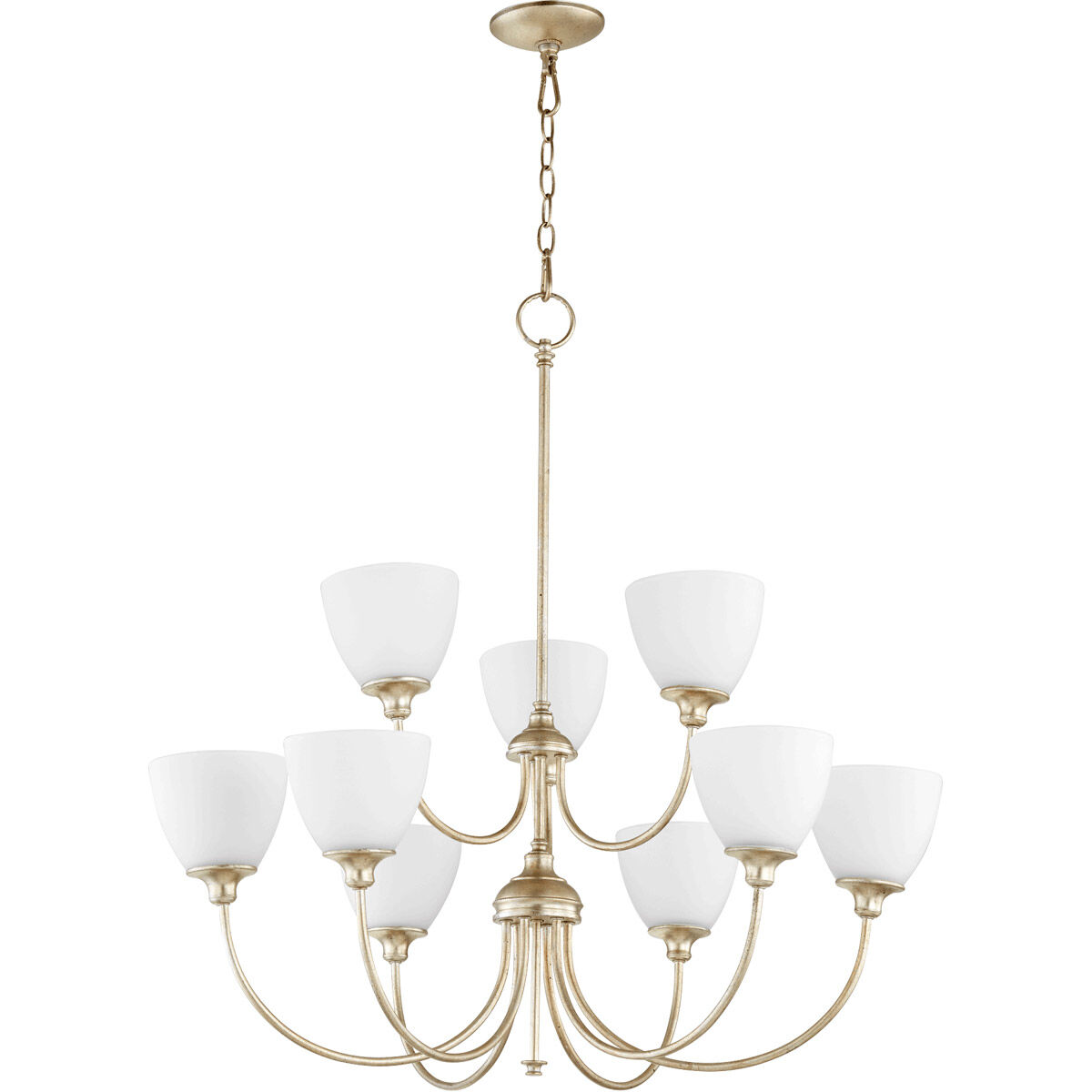Celeste 9 Light 32 inch Aged Silver Leaf Chandelier Ceiling Light, Satin Opal