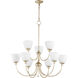 Celeste 9 Light 32 inch Aged Silver Leaf Chandelier Ceiling Light, Satin Opal