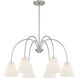 Modern 6 Light 30 inch Brushed Nickel Chandelier Ceiling Light