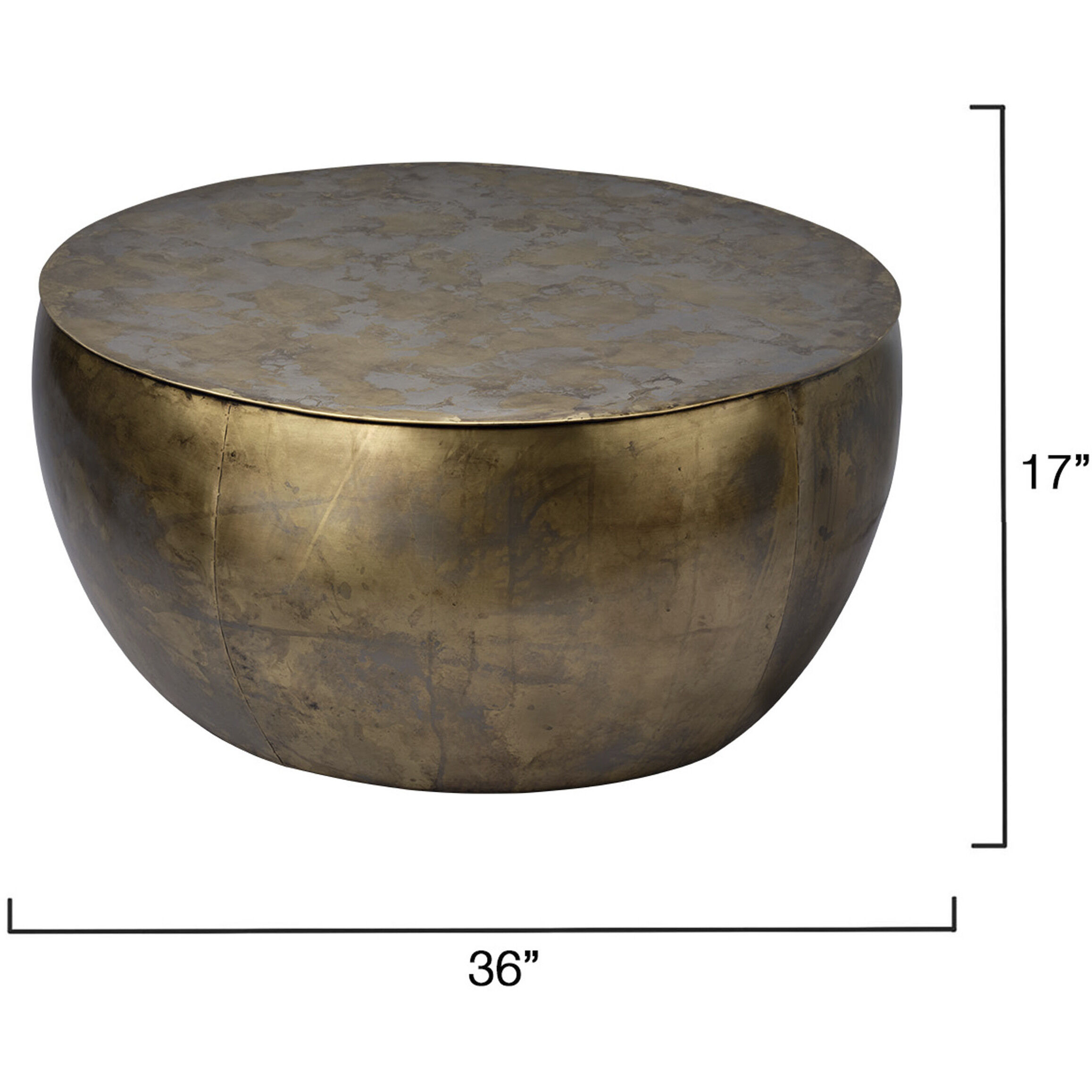 Aphrodite 36 X 17 inch Antique Brass and Silver Patina Coffee Table, Inline