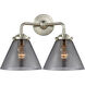 Nouveau Large Cone LED 16 inch Brushed Satin Nickel Bath Vanity Light Wall Light in Plated Smoke Glass, Nouveau