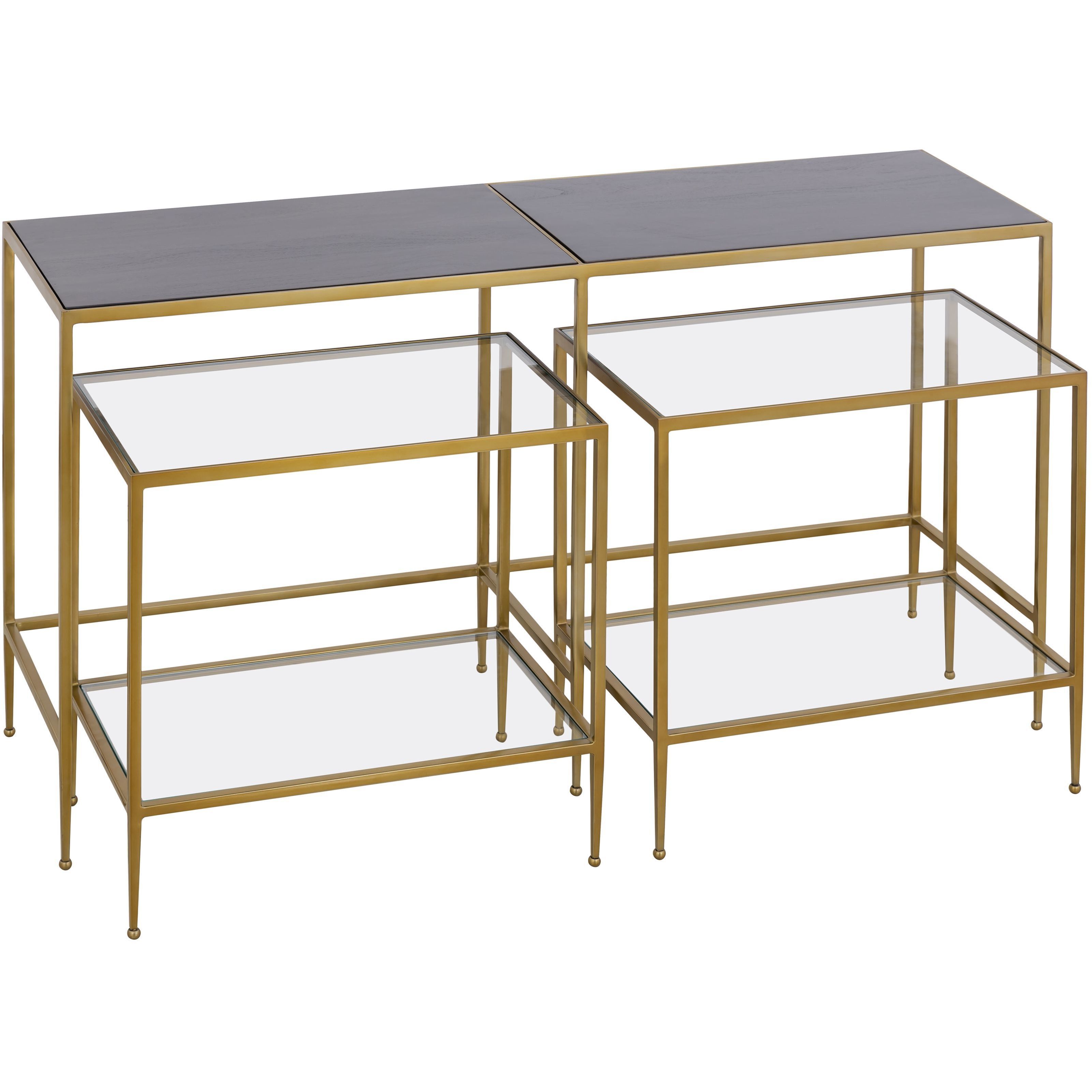 Carrick 52 X 15 inch Dark Brown with Brass and Clear Nesting Console Table, Set of 3