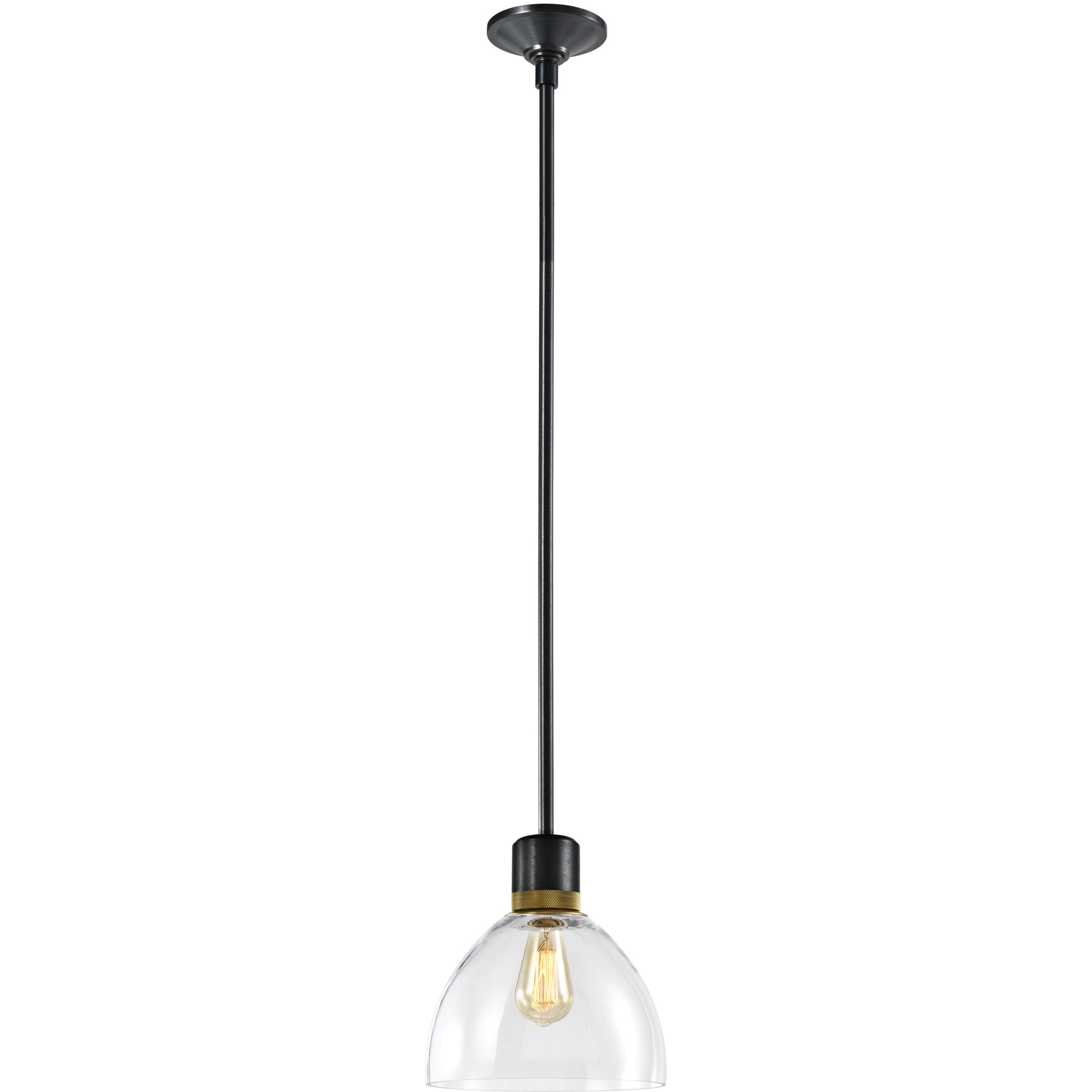 Zigrina 1 Light 10.25 inch Satin Brushed Black with Aged Brass Pendant Ceiling Light