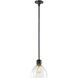 Zigrina 1 Light 10.25 inch Satin Brushed Black with Aged Brass Pendant Ceiling Light