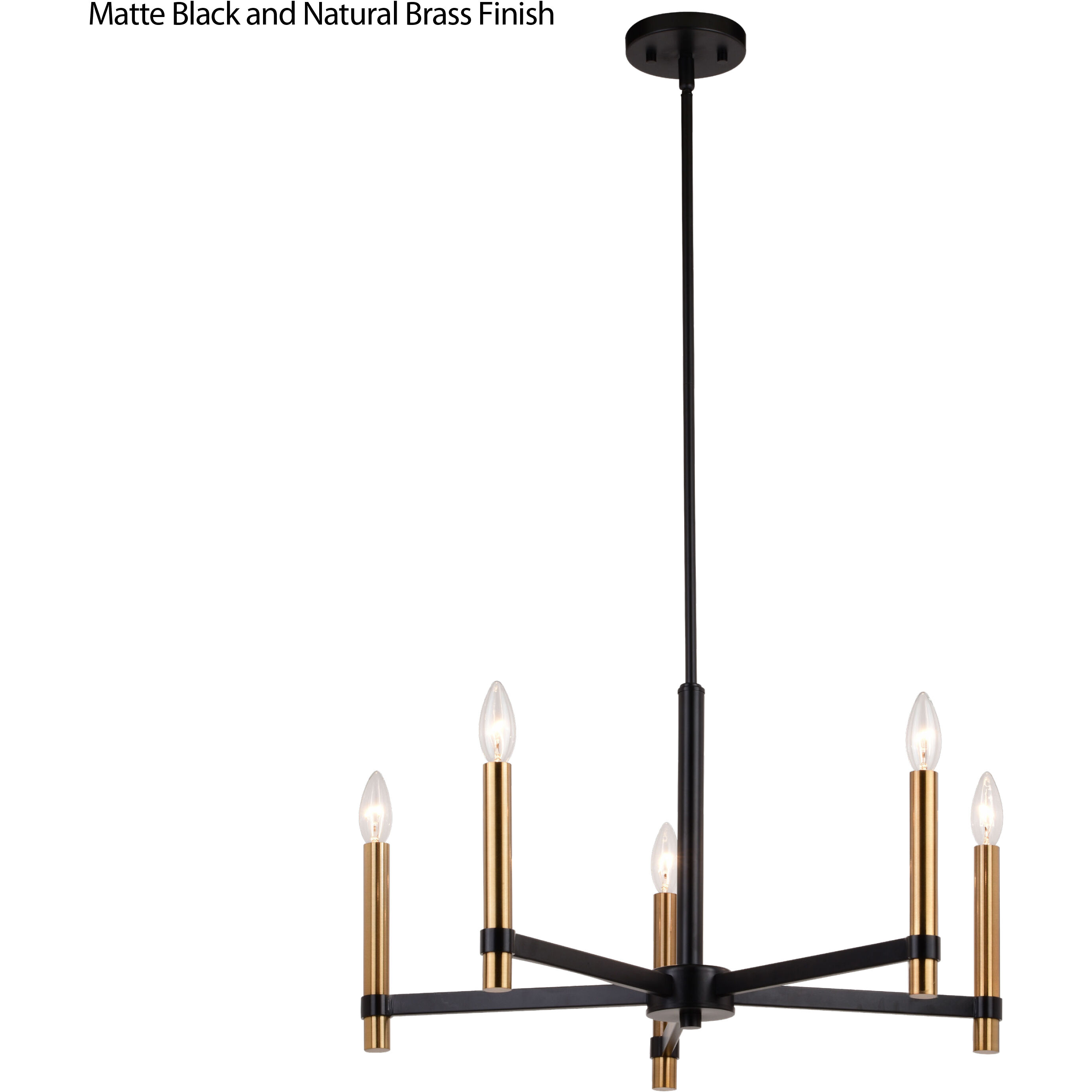 Damen LED 25 inch Matte Black and Natural Brass Chandelier Ceiling Light