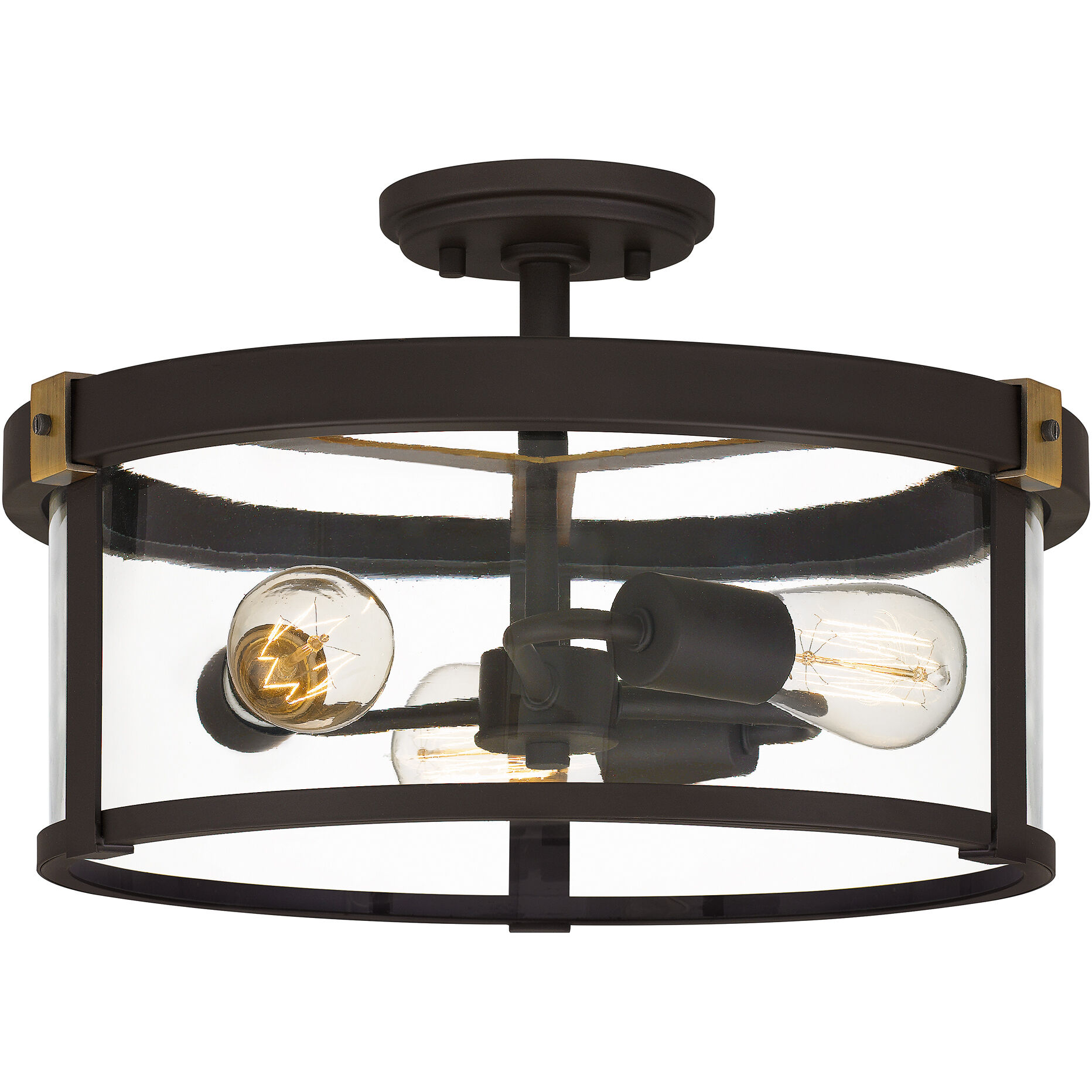 Lisbon 3 Light 16.75 inch Old Bronze Semi-Flush Mount Ceiling Light