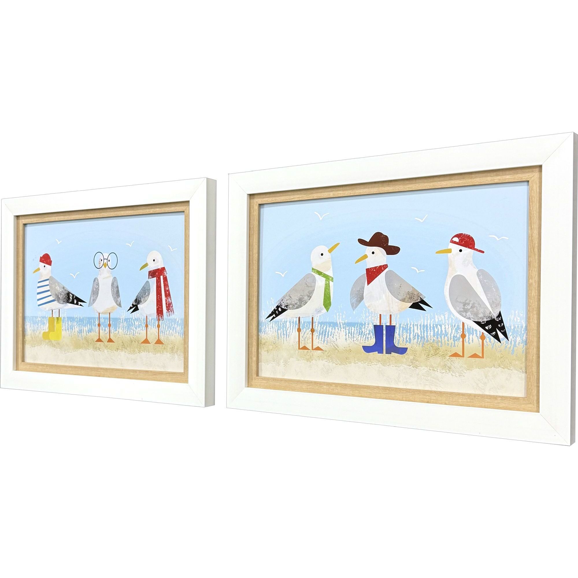 Sassy Seagull Blue and Multi and Red Framed Art, Propac