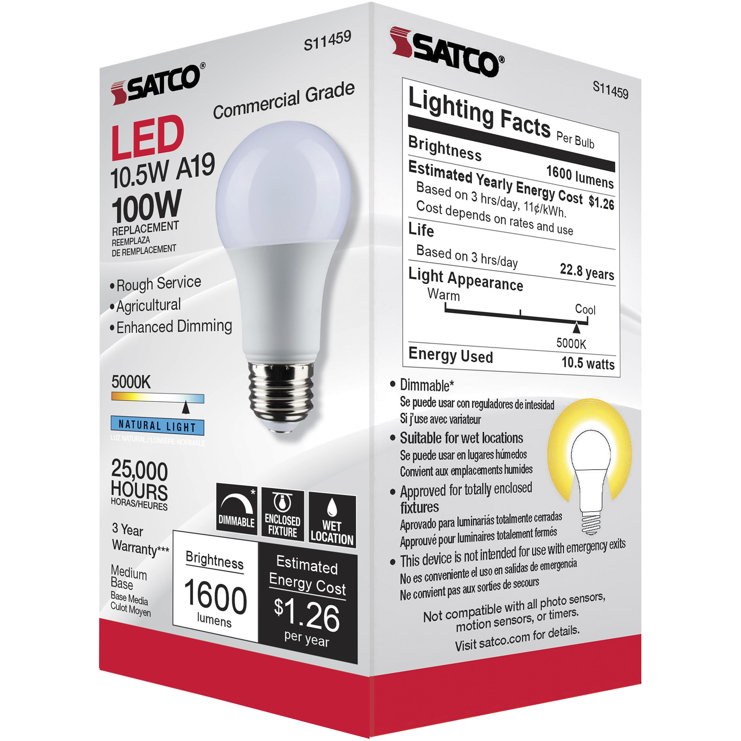 Lumos LED A19 Medium 10.5 watt 120 5000K Light Bulb, Type A