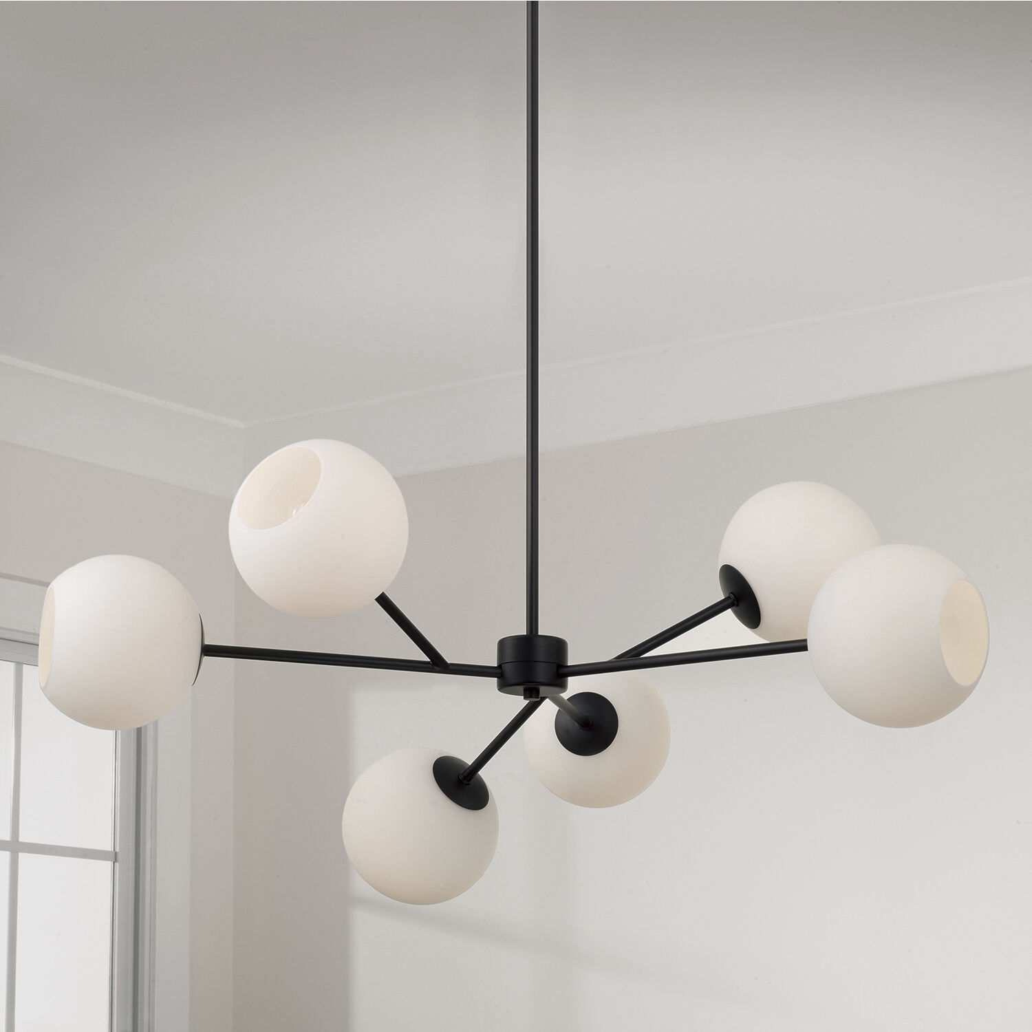 Atlas 6 Light 38 inch Matte Black Chandelier Ceiling Light