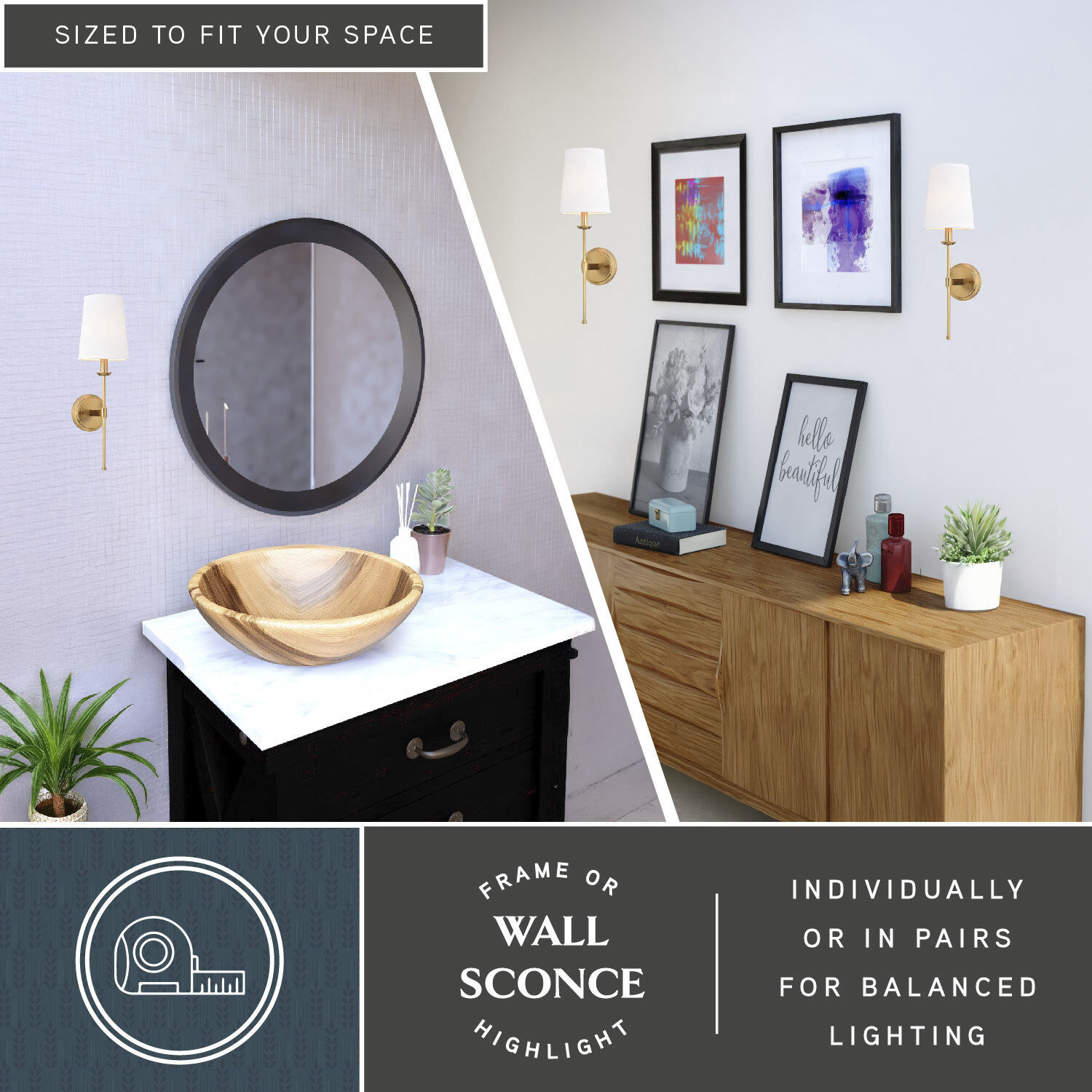 Camden LED 6 inch Natural Brass Wall Light