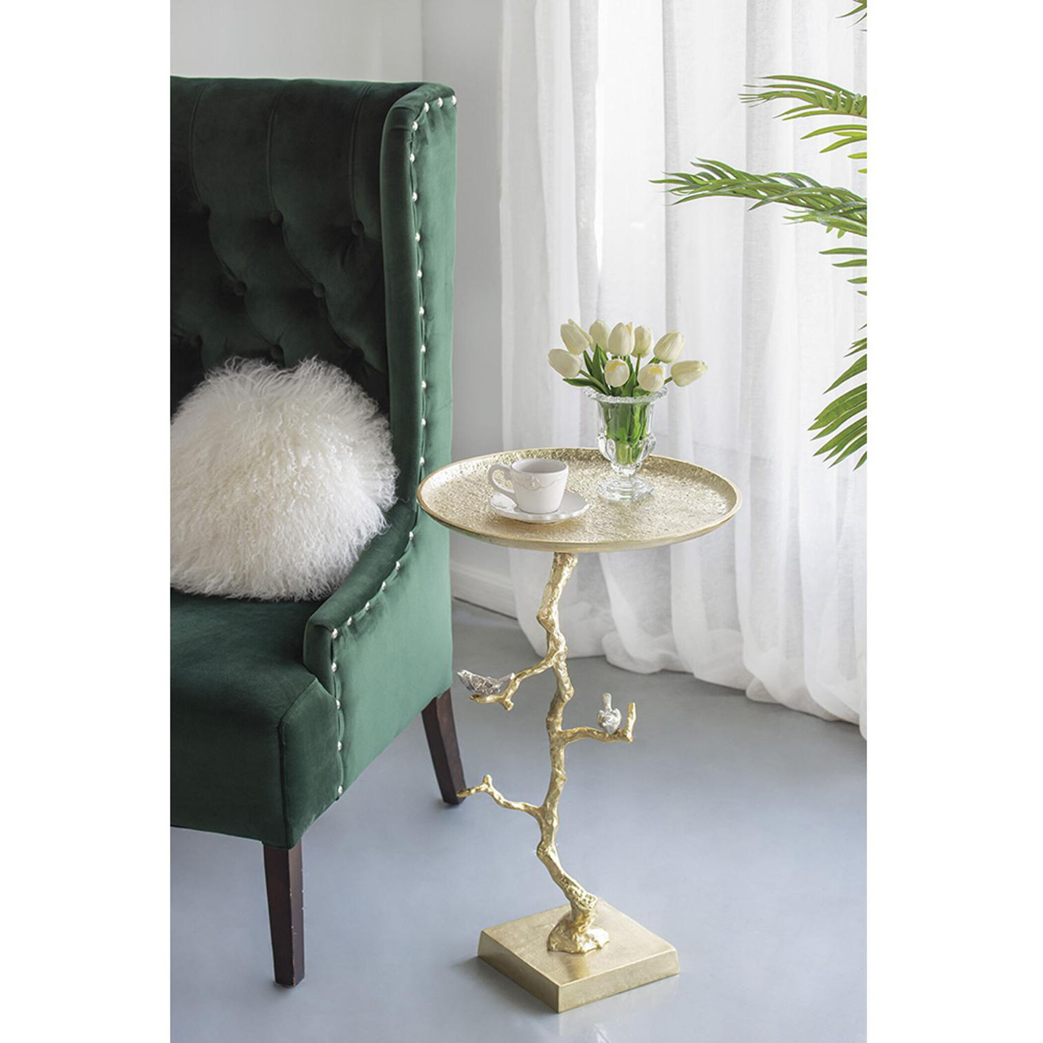 Welling Demilune Table in White/Gold