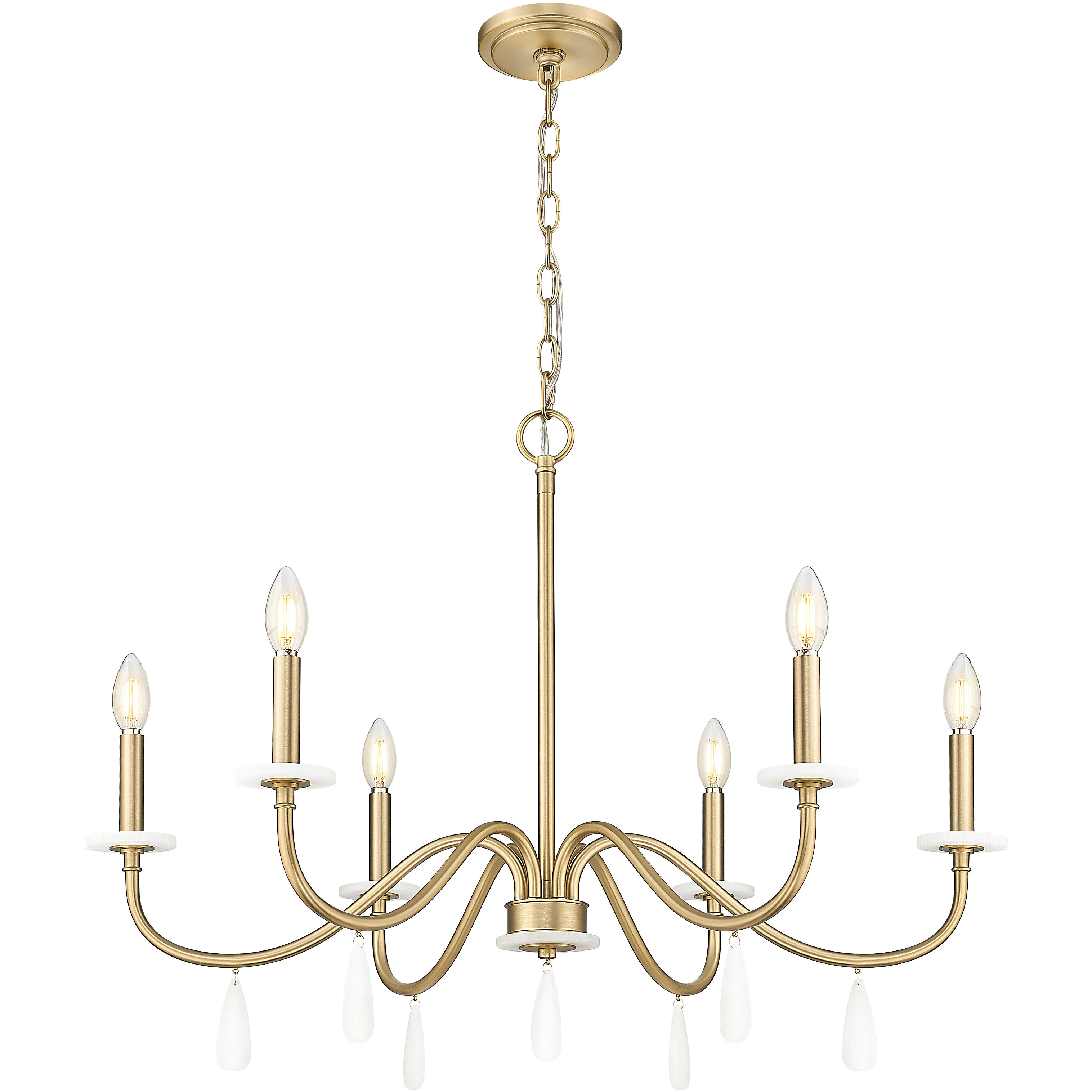 Toussant 6 Light 32 inch Mondern Gold Chandelier Ceiling Light in Modern Gold