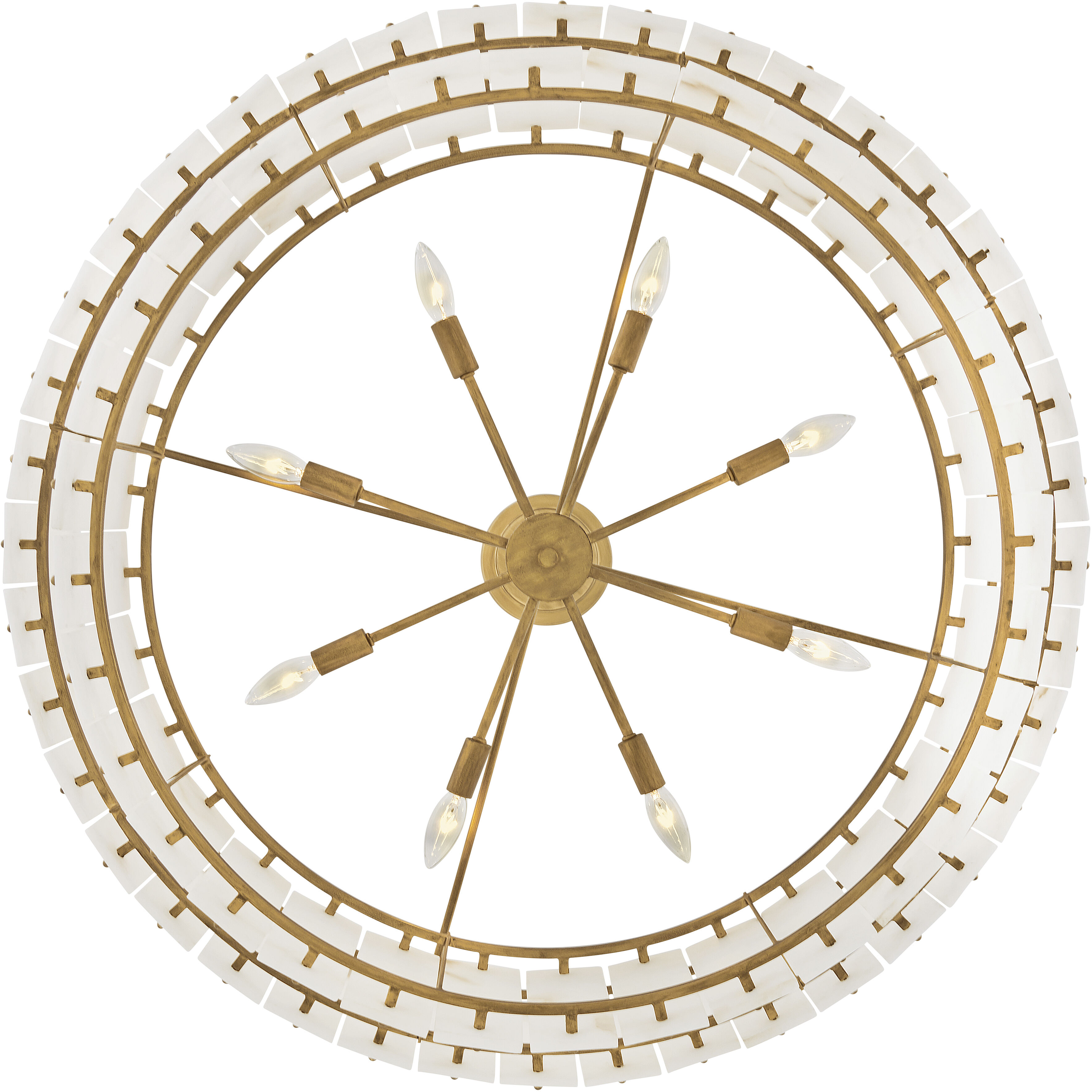 Simone LED 34.25 inch Burnished Gold Chandelier Ceiling Light in Alabaster, Drum