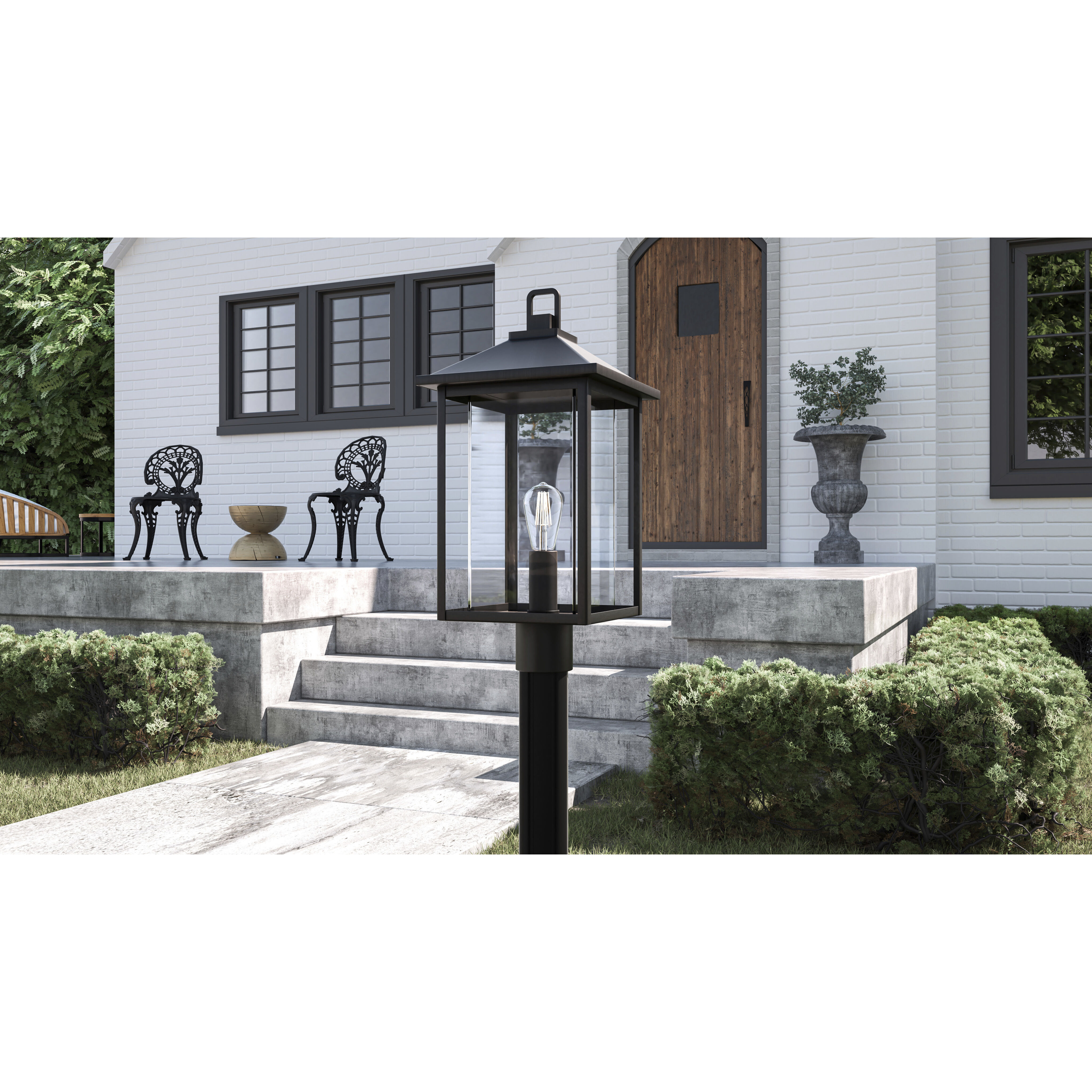Fletcher 1 Light 21 inch Earth Black Outdoor Post Lantern