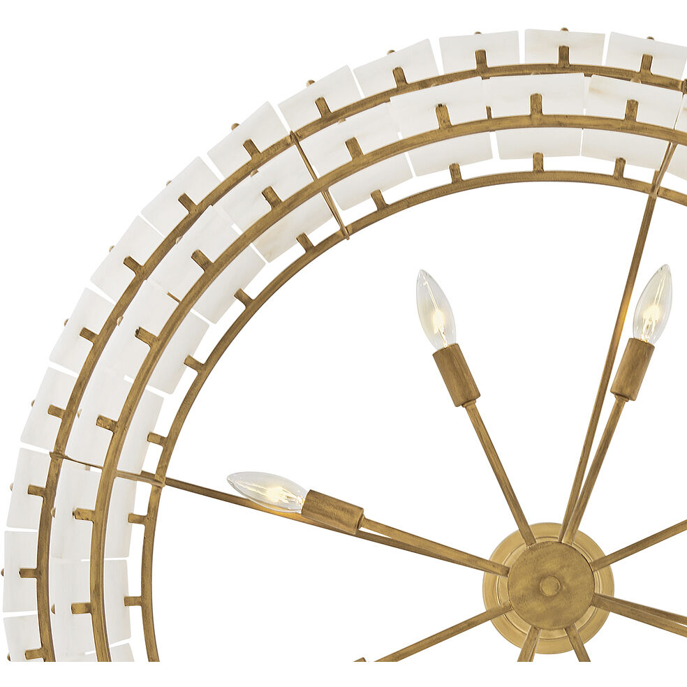 Simone LED 34.25 inch Burnished Gold Chandelier Ceiling Light in Alabaster, Drum