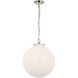 Thomas O'Brien Katie LED 16 inch Polished Nickel Globe Pendant Ceiling Light in White Glass, Large