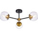 Briggs 3 Light 26 inch Black and Brass Flush Mount Ceiling Light