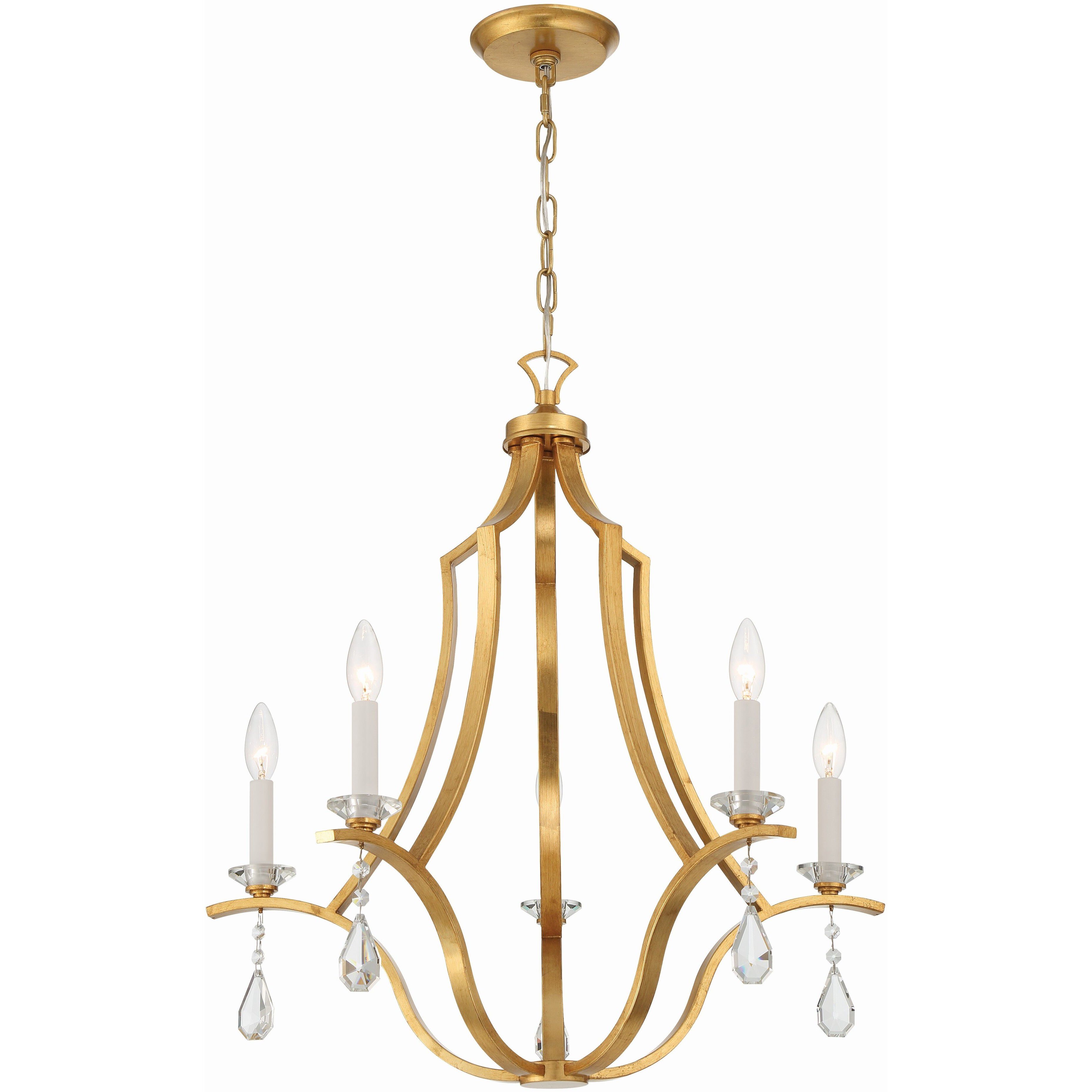 Perry 5 Light 25.5 inch Antique Gold Chandelier Ceiling Light