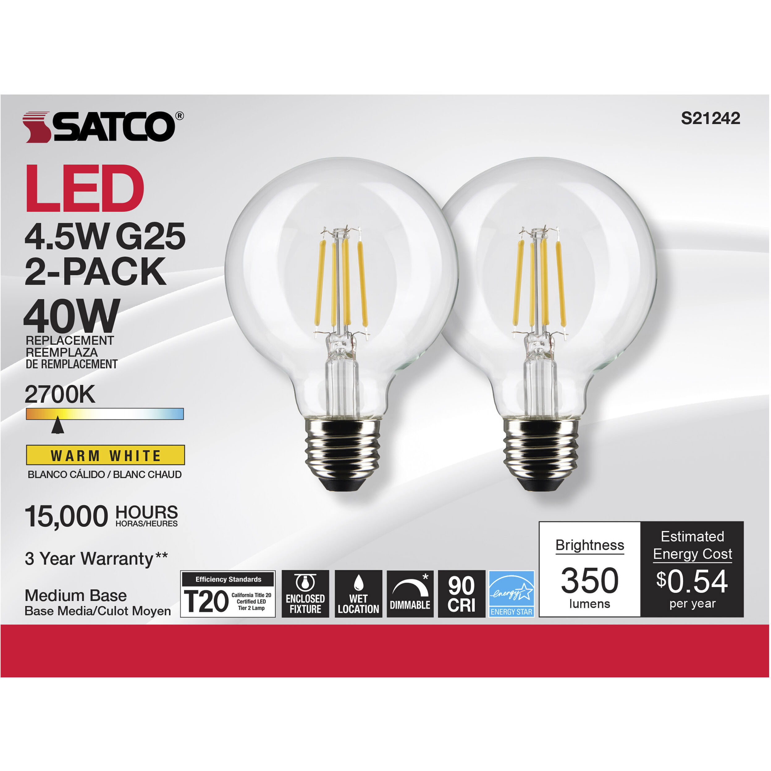 Lumos LED Medium Medium 4.50 watt 2700K LED Filament