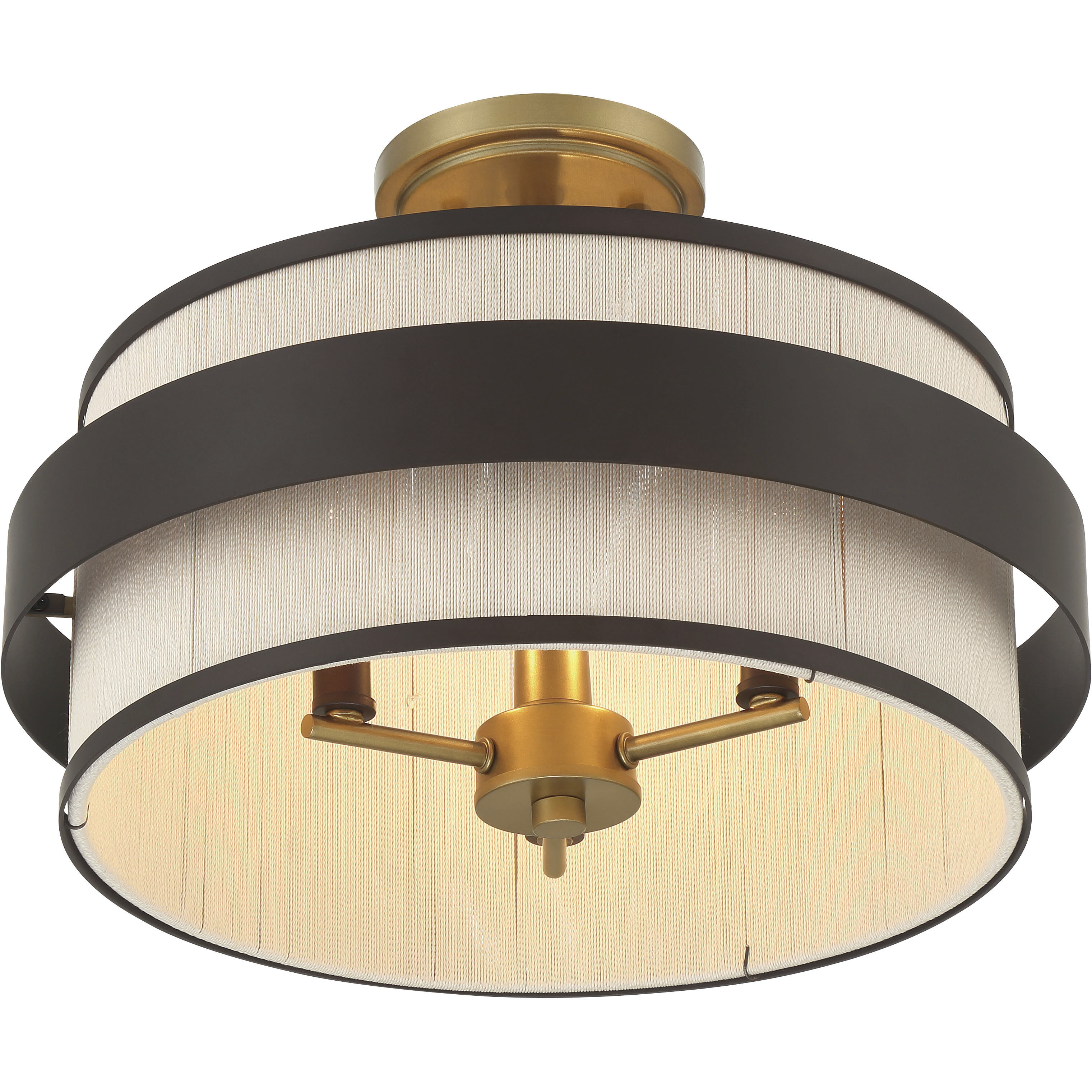 Harbor Wrap 3 Light 16 inch Legacy Brass and Dark Bronze Semi Flush Ceiling Light