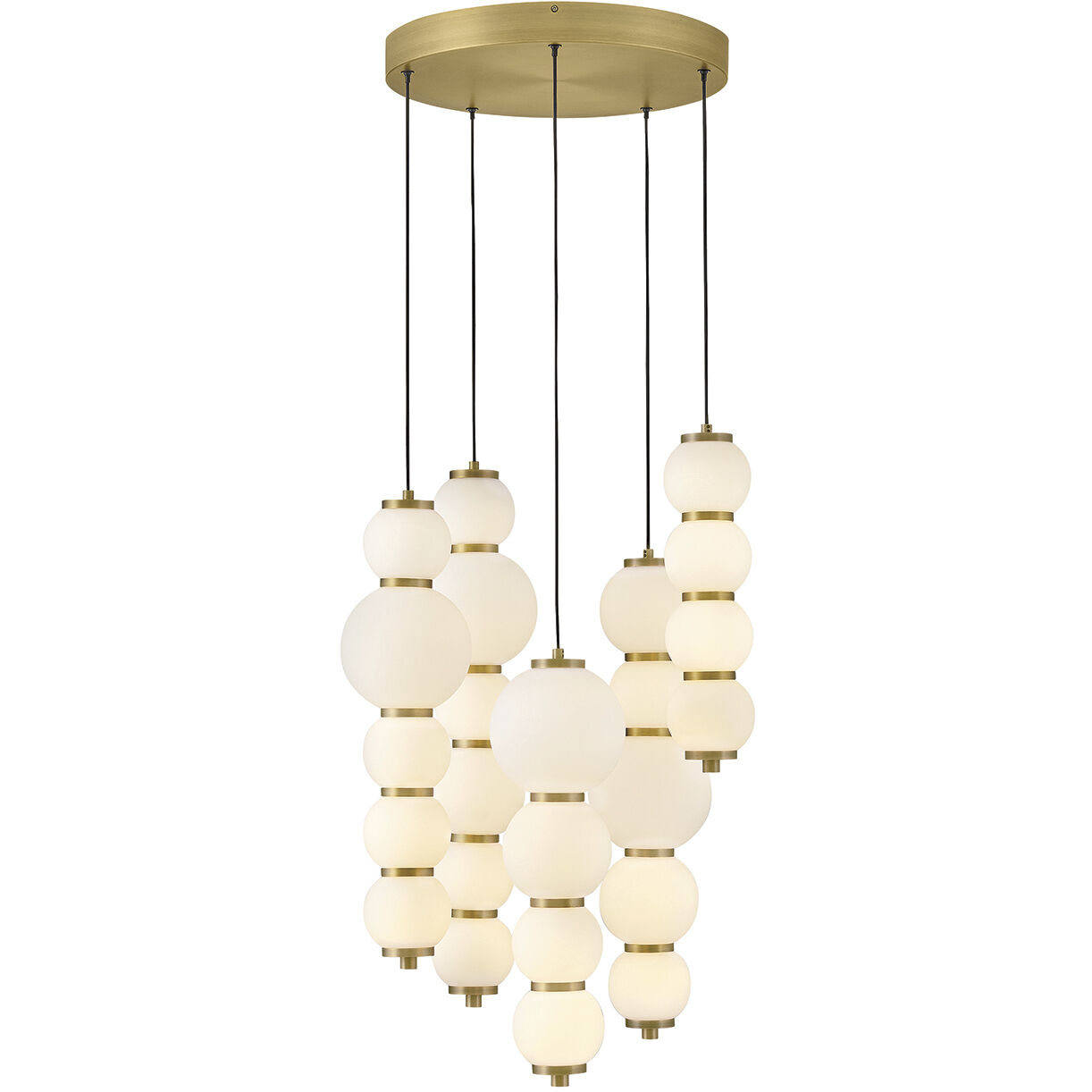 Lisa McDennon Trigo LED 20 inch Lacquered Brass Chandelier Ceiling Light, Multi Tier