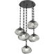 Nova LED 24.2 inch Matte Black Multi-Pendant Ceiling Light in 3000K LED, Smoke, Rectangular Chain