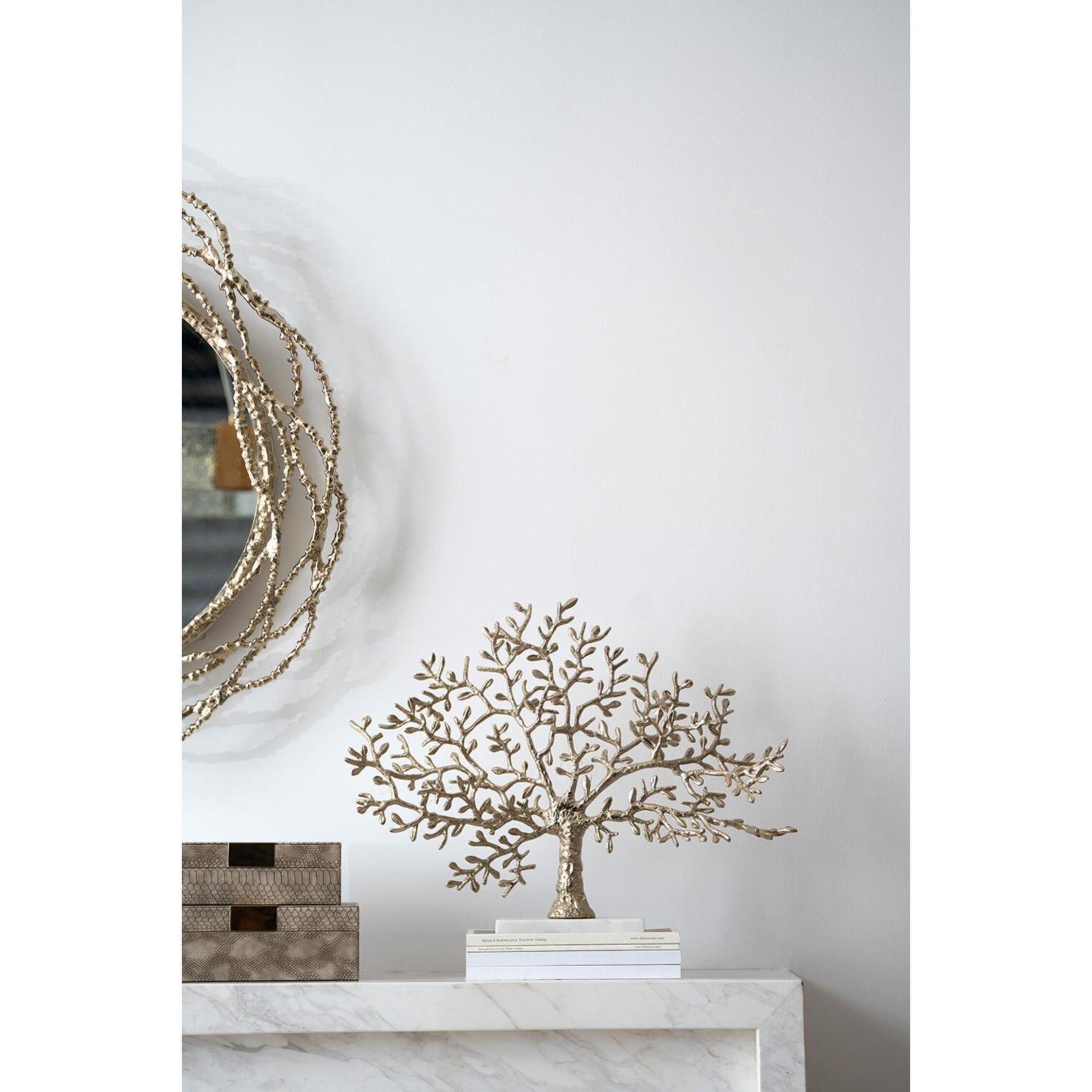 Anita Gold Finished Aluminum with White Marble Base Décor