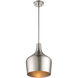 Modern 1 Light 10.5 inch Brushed Nickel Pendant Ceiling Light