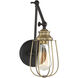 Industrial 5 inch 60.00 watt Oil Rubbed Bronze with Natural Brass Adjustable Wall Sconce Wall Light