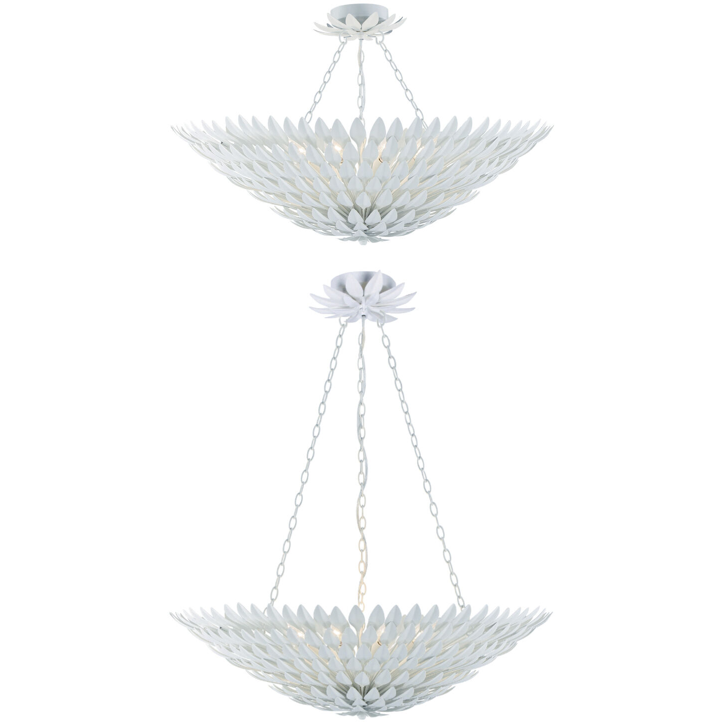 Broche 8 Light 30 inch Matte White Semi Flush Ceiling Light
