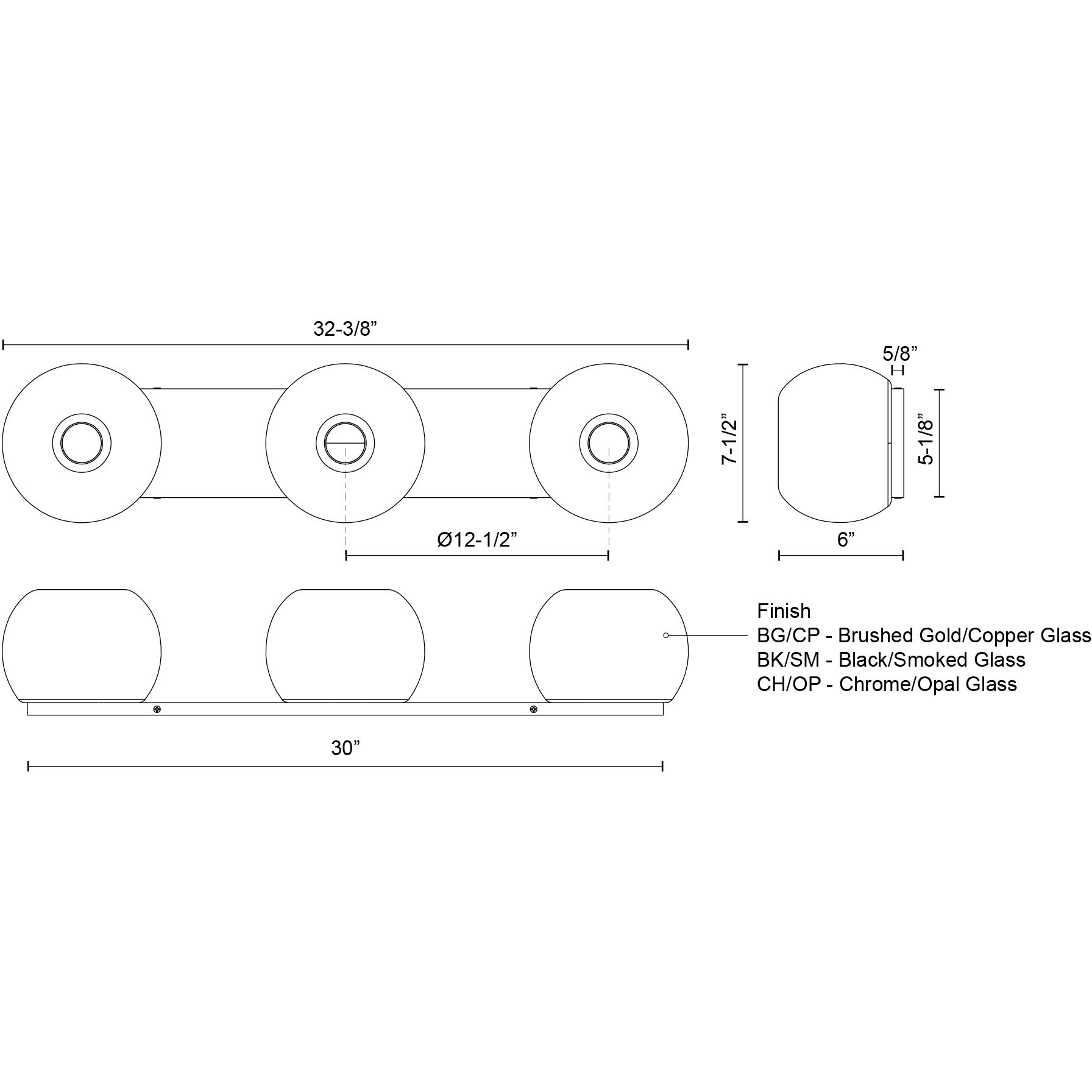 Samar Bath Vanity Light Wall Light in Chrome, Transition Opal Glass