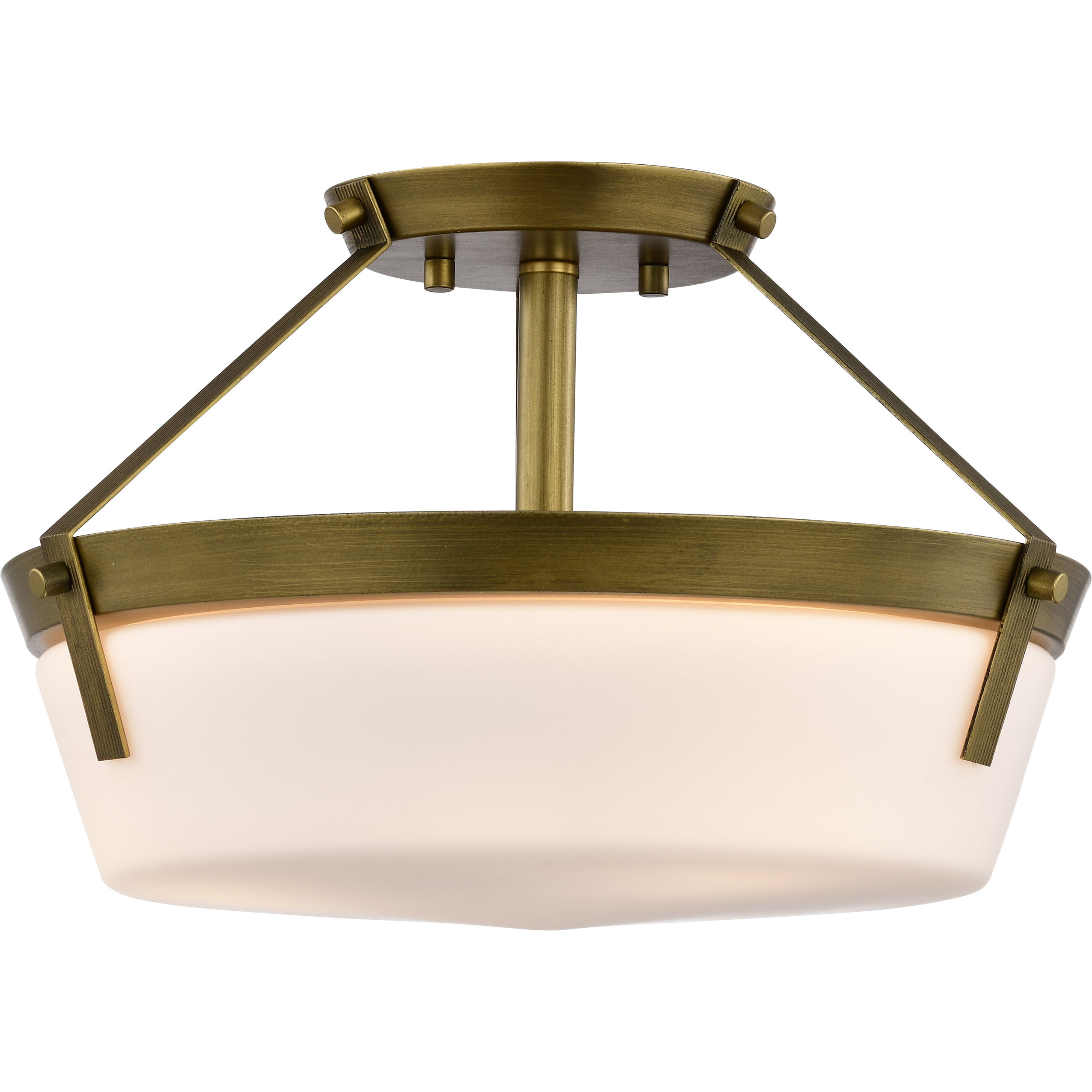 Rowen 3 Light 14.63 inch Natural Brass Semi Flush Mount Ceiling Light