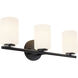 Ezra 3 Light 22.13 inch Black Bath Vanity Light Wall Light in Opal Glass Shade, Matte Opal Glass