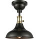 Metro 1 Light 10 inch Black Antique Brass Flush Mount Ceiling Light