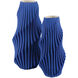 Blue Pleat 13.75 X 6.75 inch Vase, Medium