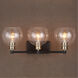 Kent 3 Light 25 inch Matte Black and Plated Antique Brass Vanity Light Wall Light