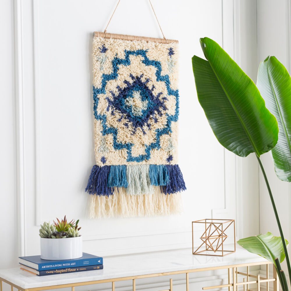 Santiago Denim/Sky Blue/Cream/Ice Blue Wall Hangings, Rectangle