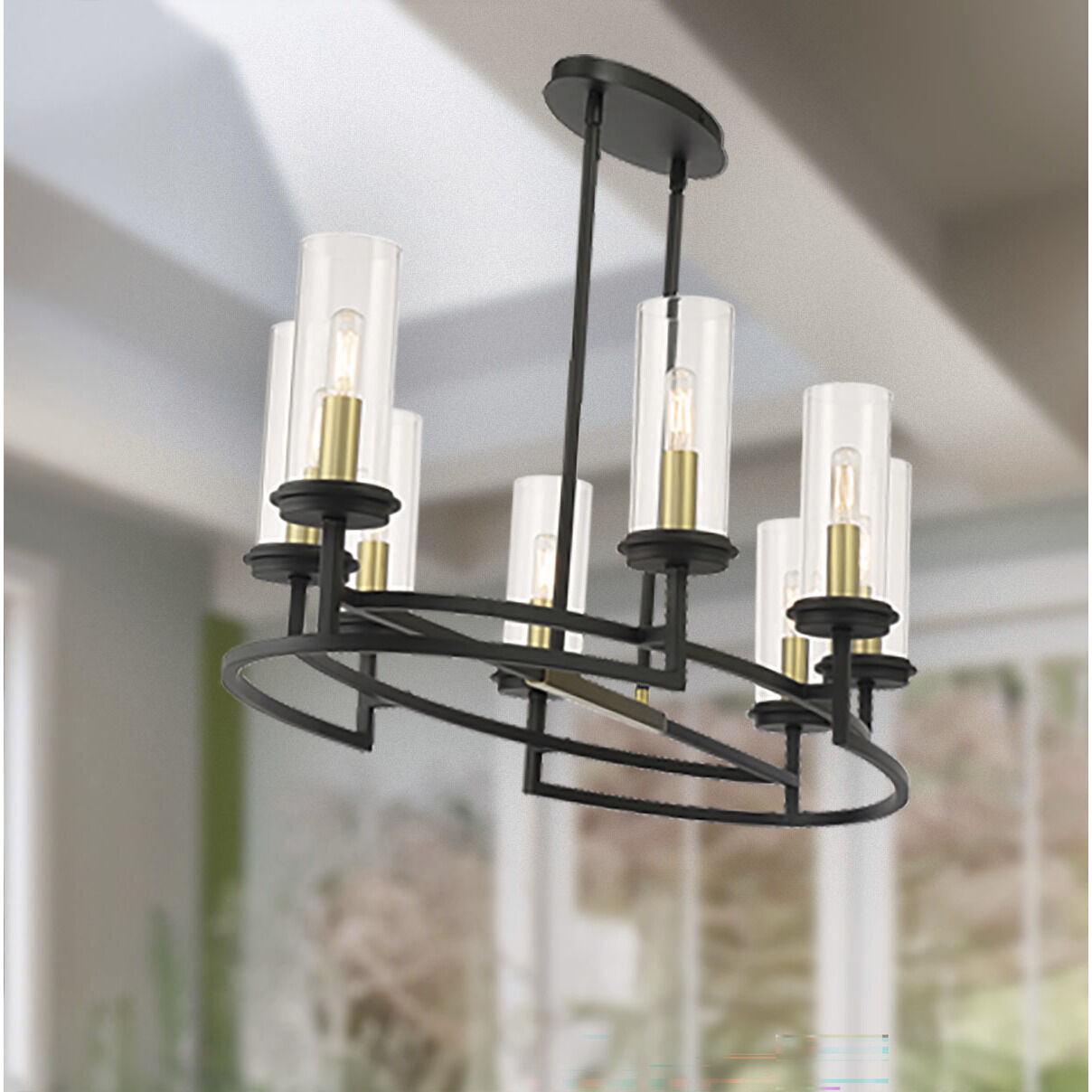 Hillstone 8 Light 45.25 inch Soft Brass And Sand Coal Island Light Ceiling Light