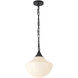 Alora Mood Farrah 1 Light 11.88 inch Matte Black and Glossy Ribbed Opal Glass Pendant Ceiling Light