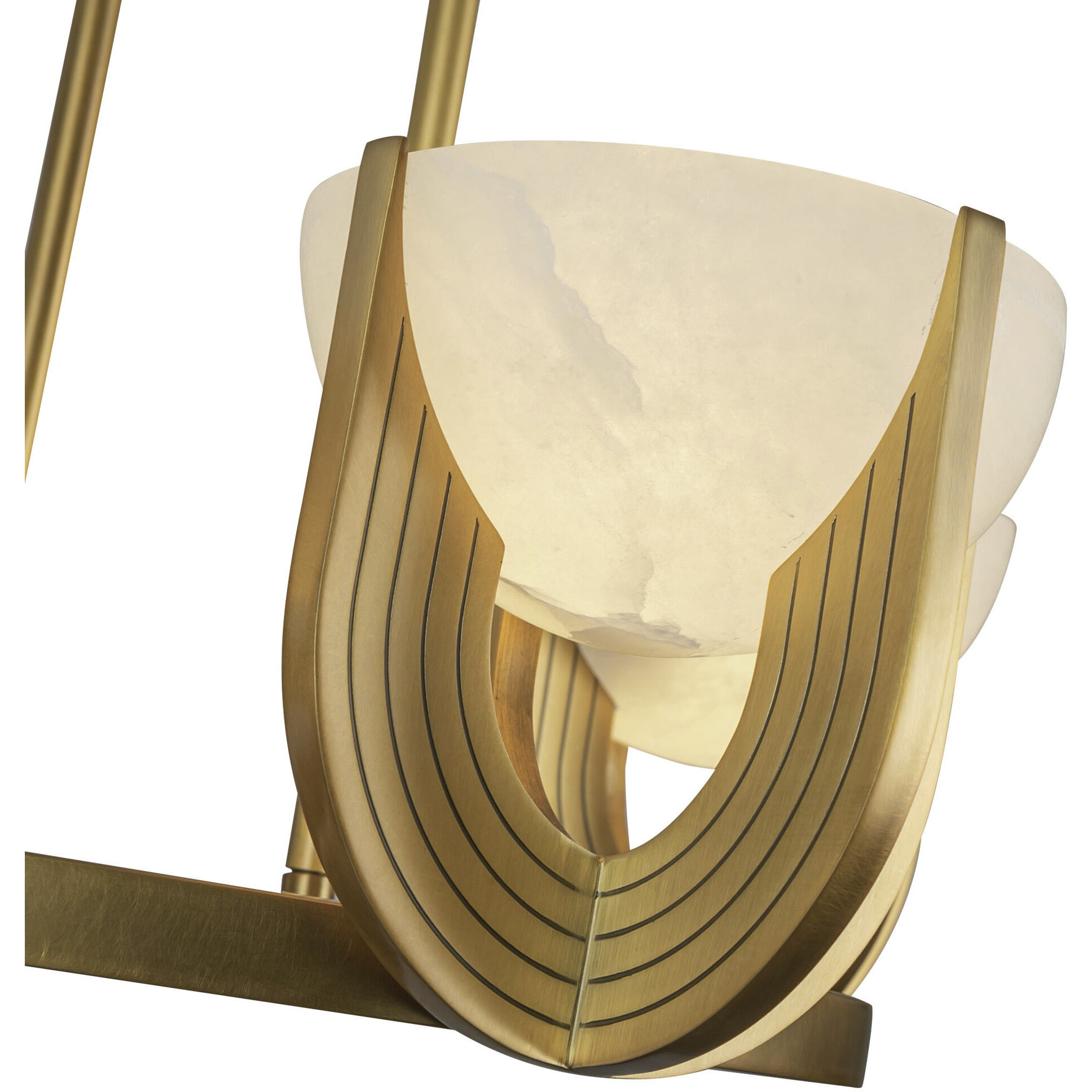 Colette LED 27.25 inch Vintage Brass/Alabaster Chandelier Ceiling Light