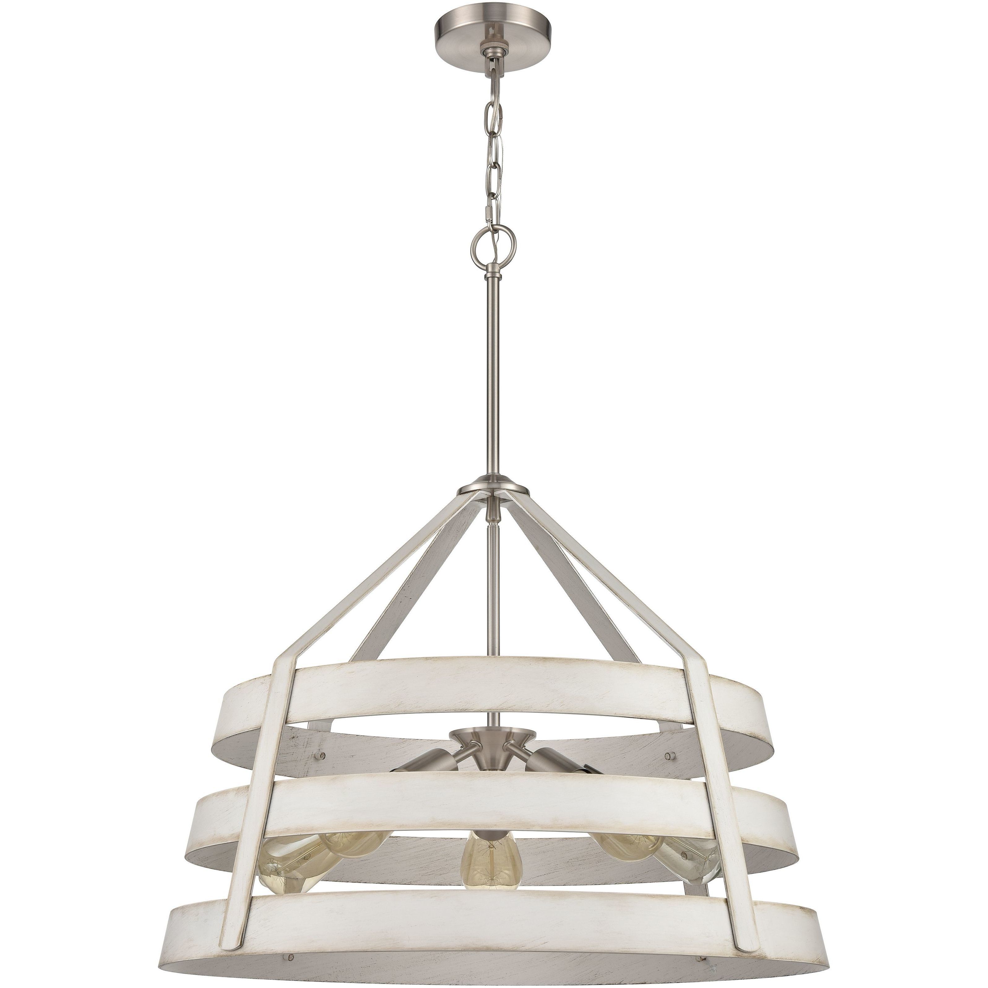Brigantine 5 Light 24 inch Weathered White with Satin Nickel Chandelier Ceiling Light